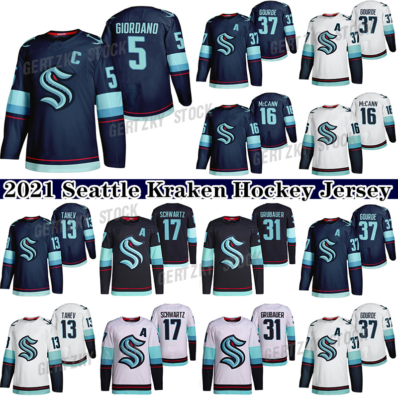 

2021 Seattle Kraken Ice Hockey Jersey 5 Mark Giordano 31 Philipp Grubauer 37 Yanni Gourde 32th New Team Custom Mens Womens Youth Any Nunber Any Name Hockey Jerseys, +patch white women