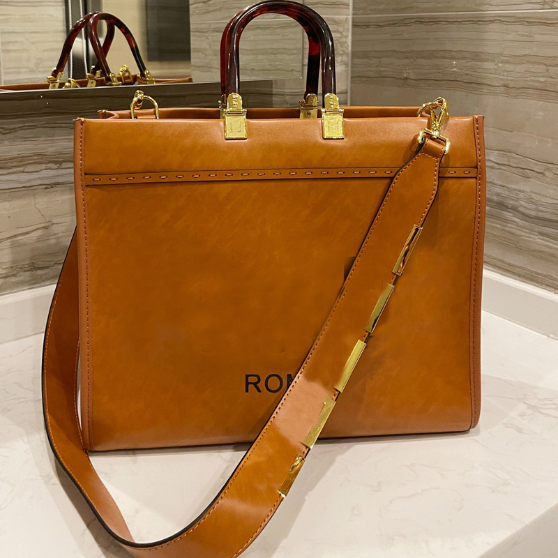 

35cm Sunshine Tote Bag Woman Handbags Shopping Bags Genuine Leather Fashion Letter Handle Totes Travel Weekend Large Capacity Handbag Detchable Shoulder Strap