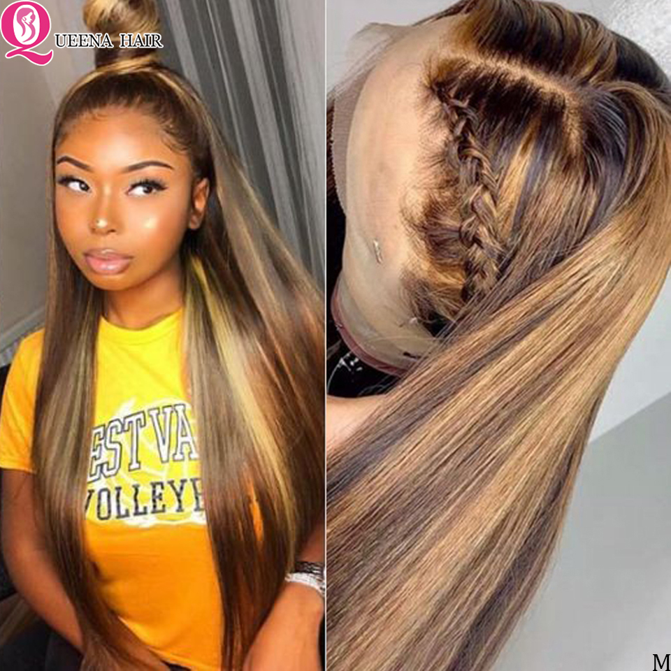 

26 Inch Honey Golden Lace Front Wig Protruding Human Hair Wig Remy Peru, As the picture shows