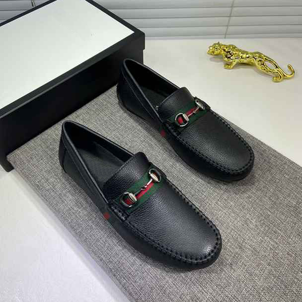 

[With box] Designer Mens casual shoe Authentic cowhide Metal buckle leather Mules Dress shoes, Black