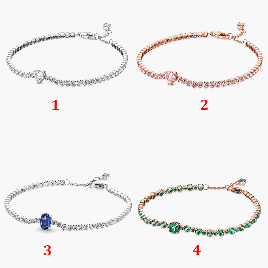 

Fine jewelry Authentic 925 Sterling Silver Bead Fit Pandora Charm Bracelets New Christmas Rose Gold Sparkling Heart Tennis Safety Chain Pend, Black