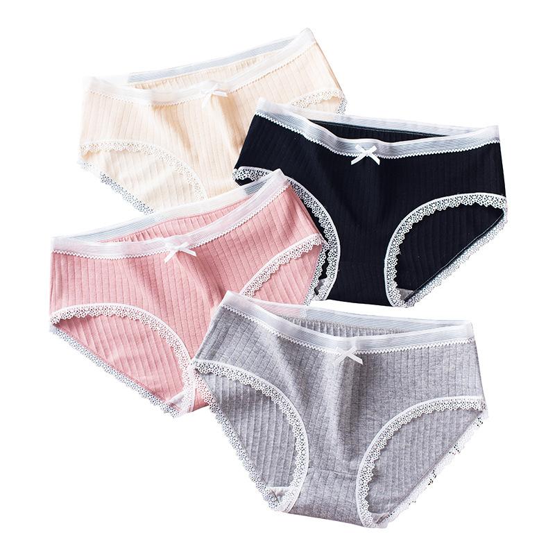 

Women's Panties 5pcs/lot Ladies Cotton Plus Size Mid-waist Lace Female Lingerie Triangle Briefs Sexy Underwear, Combination c