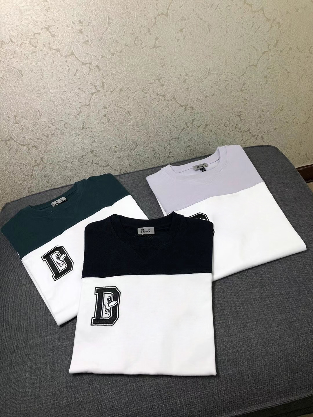 

EMBROIDERY Cotton T-shirt Men Short Sleeve T Shirts Slim Fit Hip Hop Streetwear Tees Fashion Women Tops DY855565, Black