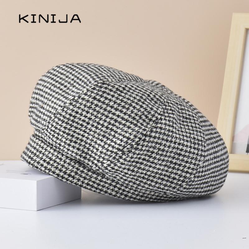 

Berets Beret Hat Women Autumn Retro French Design Art Hats Octagonal Sboy Painters Cap Winter Pumpkin Flat Caps Girl Pink Bonnet, Khaki