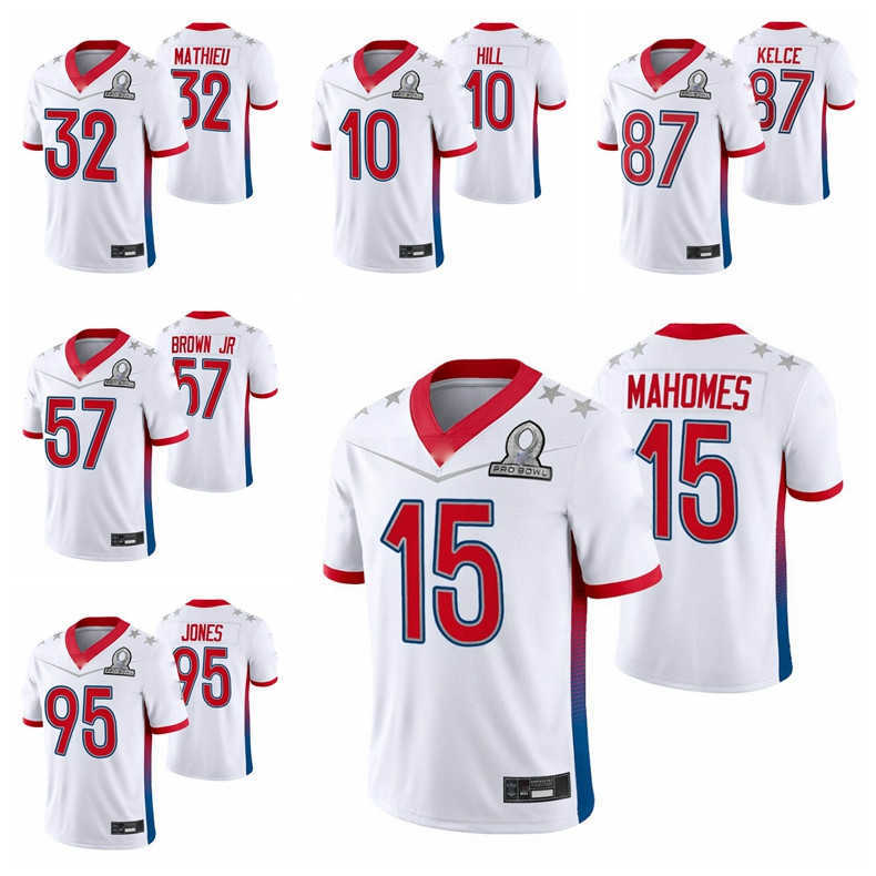 

Kansa City Men Chief Patrick Mahomes Travis Kelce Tyreek Hill Tyrann Mathieu Brown Jr. Chris Jones White Game 2022 AFC Pro Bowl Football