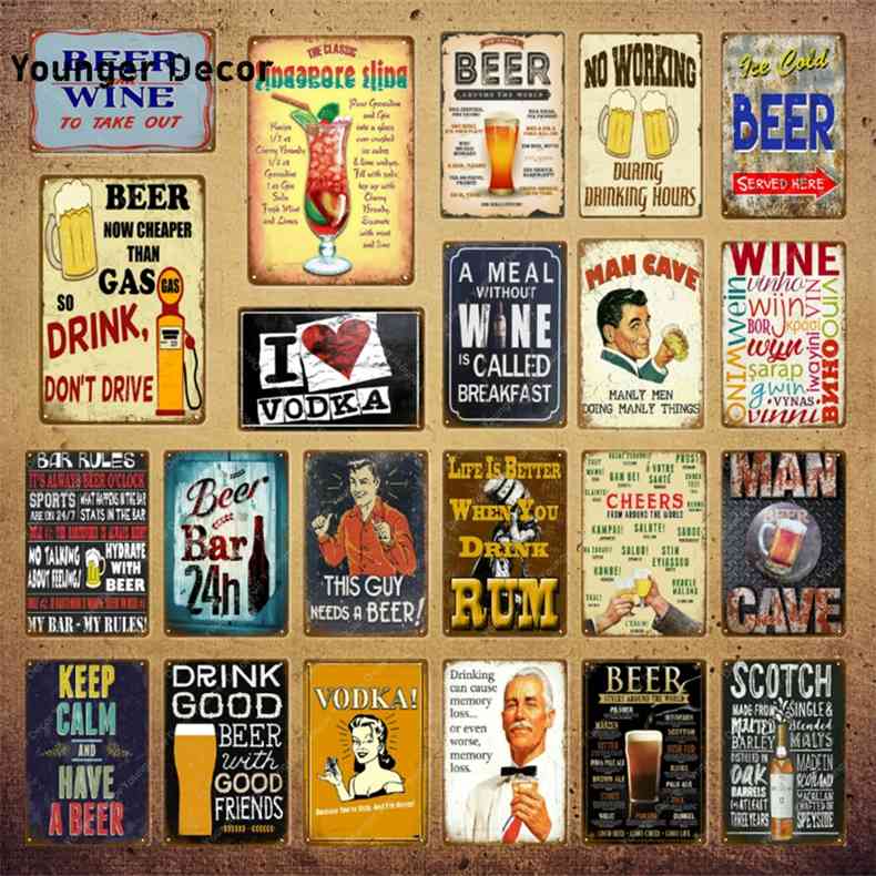 

Man Cave Beer Drink Rum Vodka Metal Signs Vintage Pub Funny Bar Wall Decor Wine Rules Cheers Tin Plates Art Poster YI-134