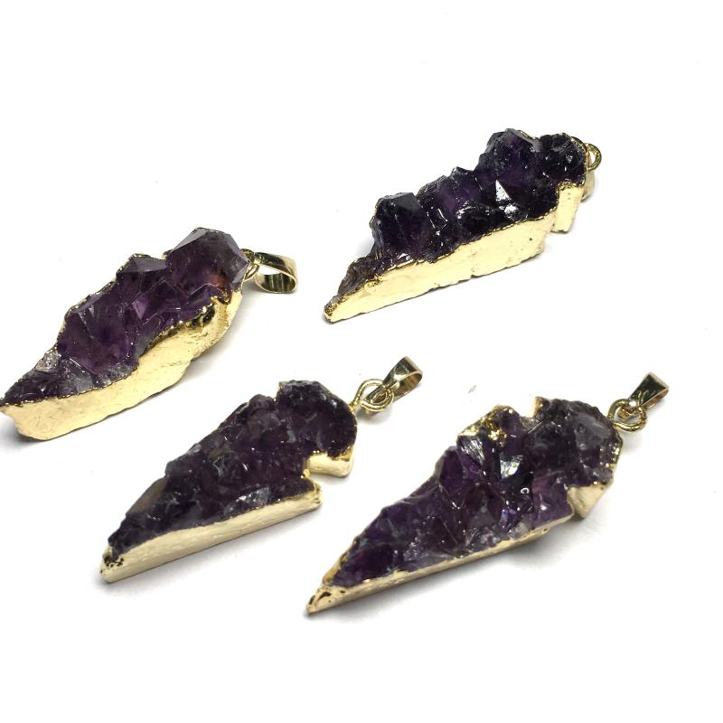 

Pendant Necklaces Natural Stone Amethysts Leaf Shape Charms Pendants For Jewelry Making Necklace