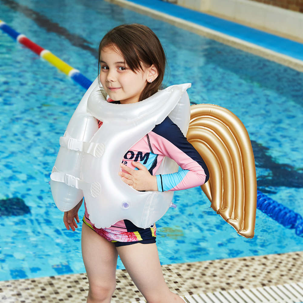 

Swimming ring inflatable children's angel wing life infant buoyancy jacket gold net RED PVC swimming circle