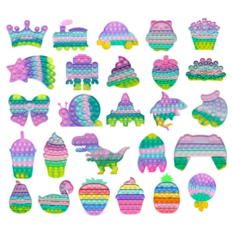 

Macaron Color New Color Unicorn Apple Cat Push Bubble Anti Stress Relief Toy Kids Rainbow Board Game Gifts Children Fun Pressure Reduction