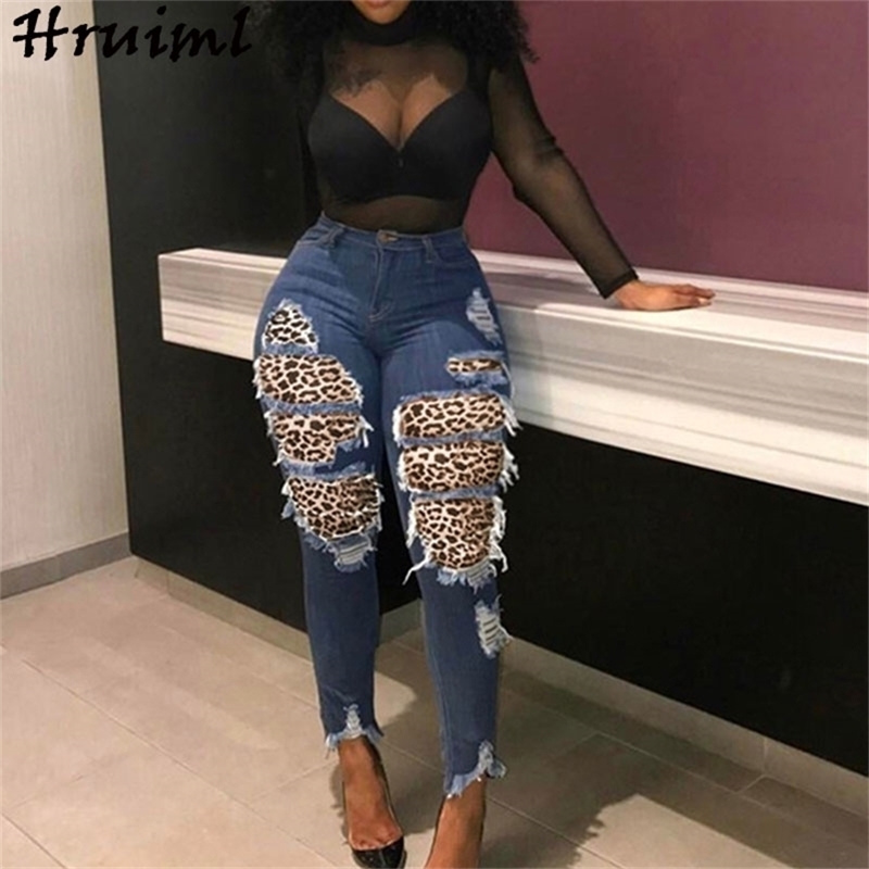 

Denim Joggers Women Ankle Length Pants Fashion Patchwork Mid Waist Jeans Plus Size Autumn Casual High Street Skinny Trousers 211106, Blue