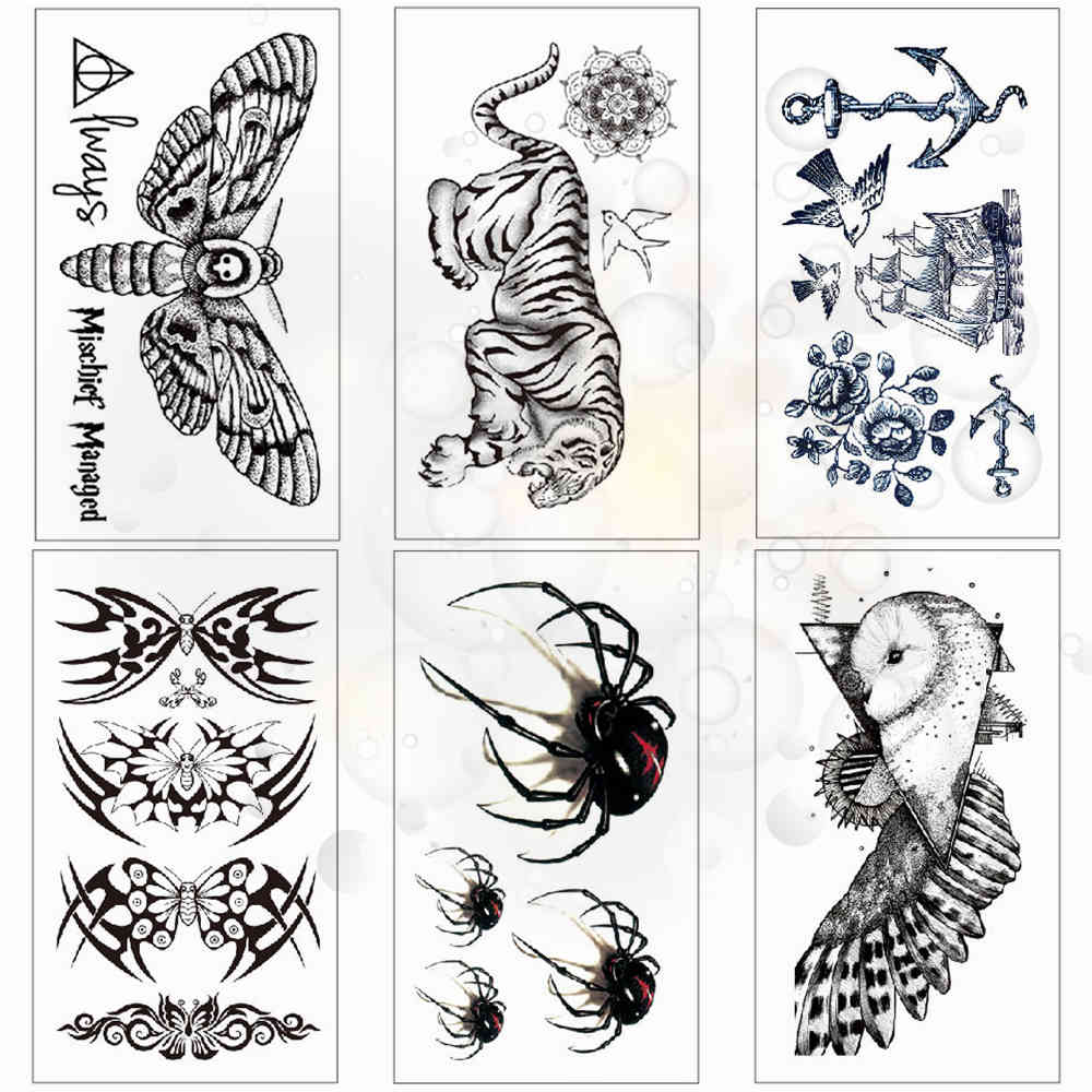 

Small temporary stickers Hand neck body waterproof s Deer panda fox ink color tattoo Mini style for men women kids