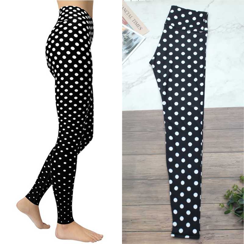 

Yoga Outfit Black & White Gradient Polka-dot High-waist Sports Pants Women Fitness Tight-fitting Elastic Leggings Mujer S~XXL