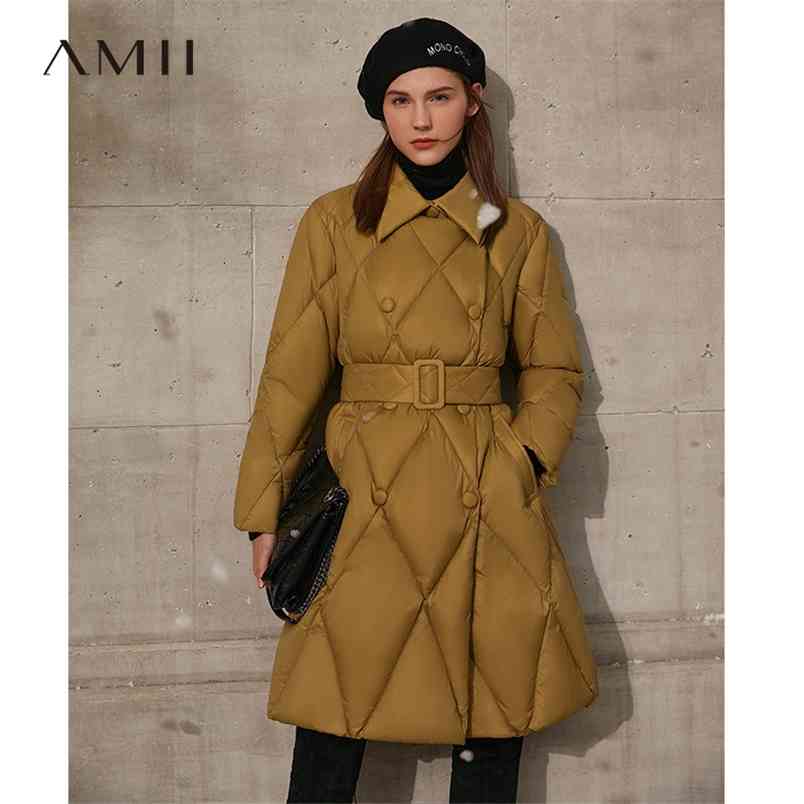 

Minimalism Winter Women' Jacket Fashion Lapel Diamond Lattice Thick 90%White Duck Down Jackets For Women 12070689 210527, Deep green