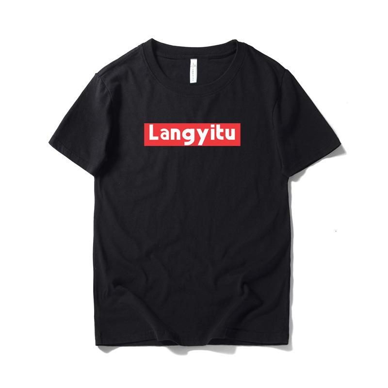 

t shirt langyitu summer men's fashion brand simple letter trend personalized top, White;black