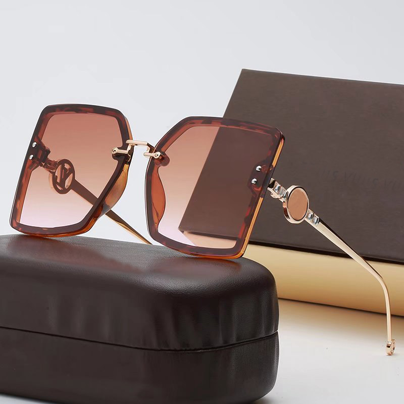 

1pcs Newest Big Frame Oversized Gold Metal Frame Brown Sunglasses Women Brand Large Flat Top Sun Glasses Square 58mm lens, White;black