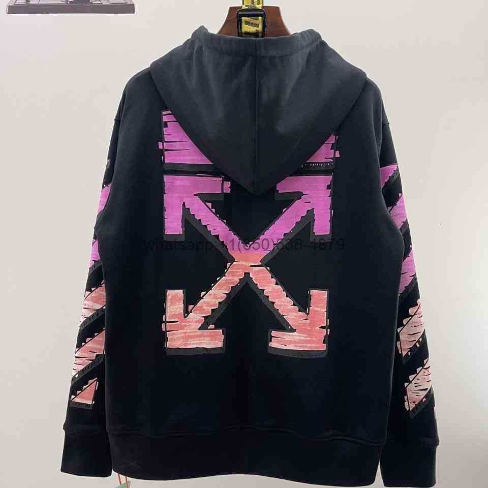 

Men's Hoodies Sweatshirts Off Whild White Marker Arrow Zipper Cardigan Sweater V1zk, Black