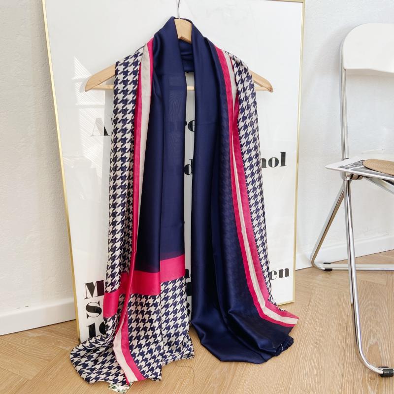 

Scarves Designer Silk Scarf Women Fashion Houndstooth Pashmina High Quality Thin Shawls Wraps Femme Foulard Bandana Hijab