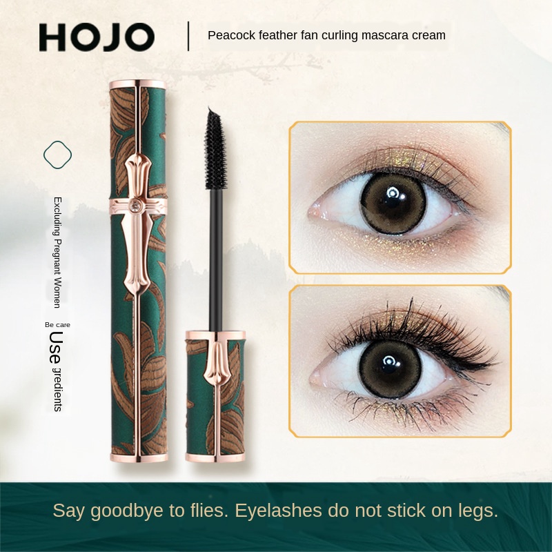 

HOJO Mascara Peacock Feather Fan Curling Waterproof Sweat-proof Non-smudge Slim Long Curl Lasting Eyes Makeup 0870, Black