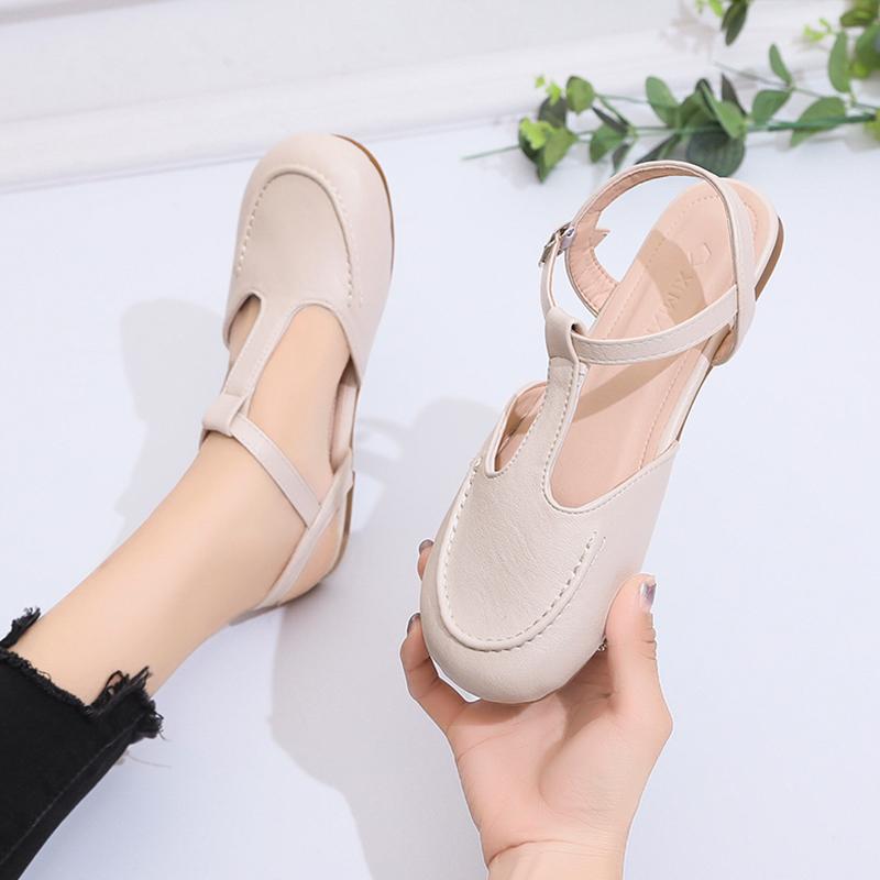 

Sandals Female Sandal Comfort Shoes For Women Fashion Flat With Fits True To Size, Take Your Normal Size Buckle Strap Open Back PU
