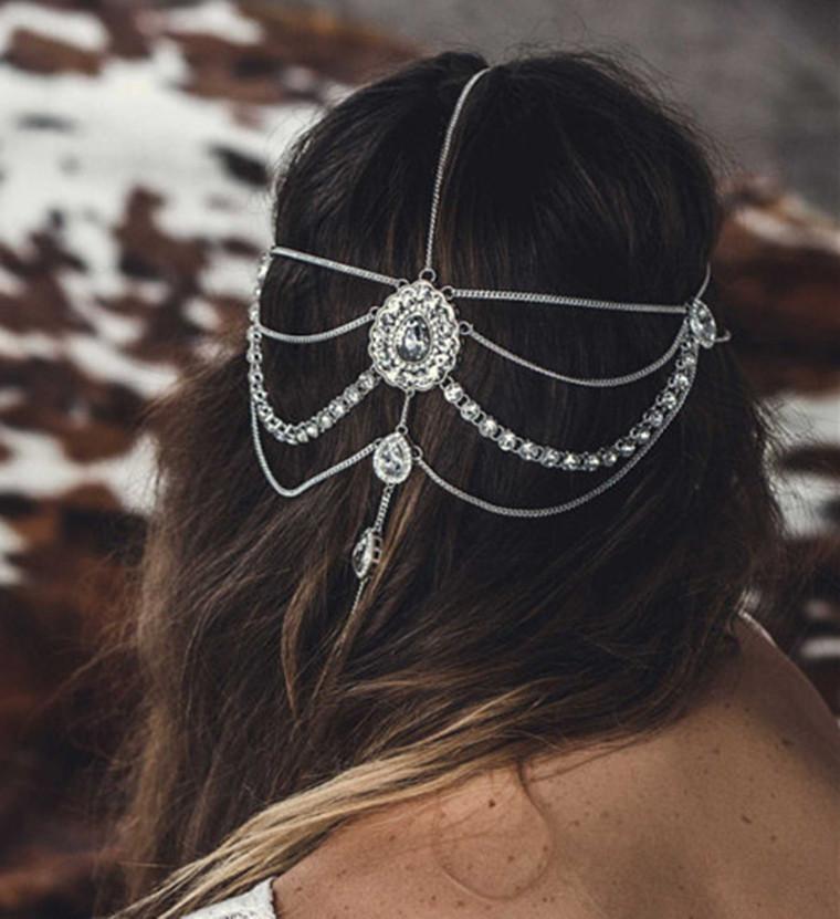 

Hair Clips & Barrettes XR-051 Crystal Diamante Head Band Jewelry Wedding Bridal Jewelry, Birthday Boho, Golden;silver