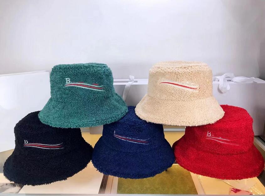 

Winter Lambskin Bucket Hat Designers Caps Men Womens Baseball Fisherman Hats Warm Soft Cashmere Letter Outdoor Casual High Quality Adult Cap 5 Colors, Blue