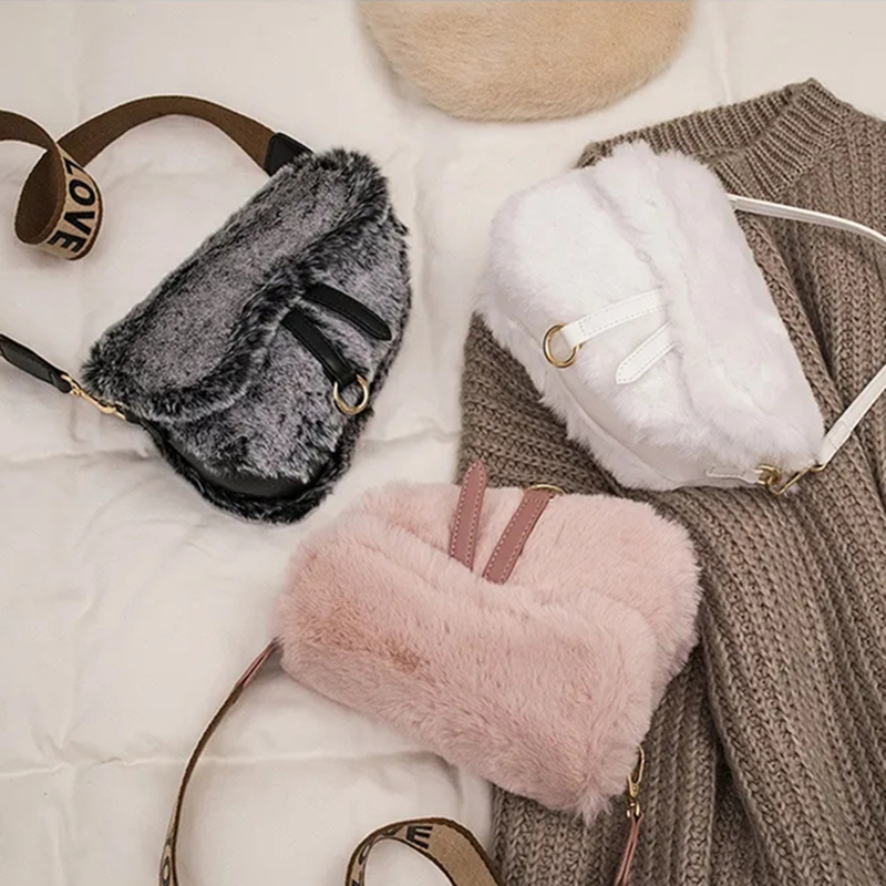 

Mink hair saddle bag fairy high sense portable messenger