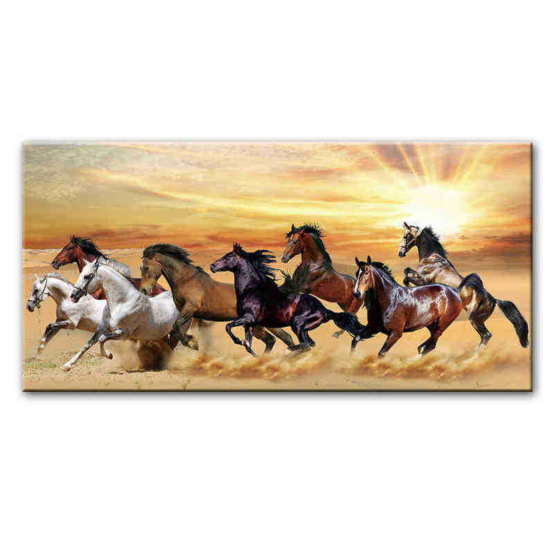 

Paintings Running Horses Canvas For Bed Room Art Sunset Landscape Animals Posters And Prints Home Wall Decoration R5HL