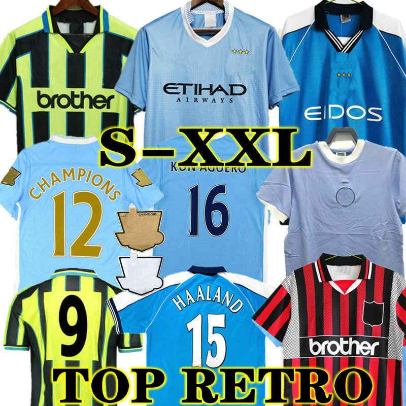 

TOURE YAYA BALOTELLI Retro soccer jerseys 11 12 city Classic Final 2011 2012 man KUN AGUERO DICKOV TEVEZ HAALAND GOATER 98 99 01 vintage football shirt KOMPANY 88 89, 99 01 home