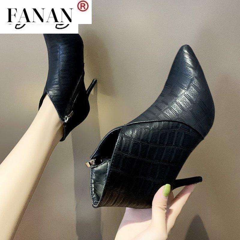 

Boots Woman Fashion Spring Autumn Pointed Toe High Heel Lady Casual Ankle Female Cool Street Botas, Black