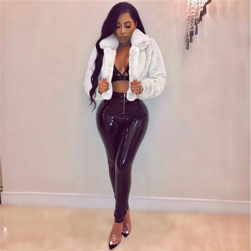 

Women' Fur & Faux Winter Coat 2021 Women Luxury Fluffy Coats Outerwear Female Overcoat Casual Woman Warm Slim Jackets, White