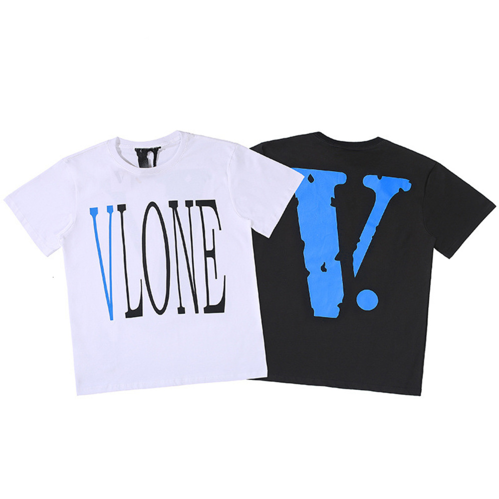 

vlones limited blue back big v hip hop t-shirt lovers tee, White