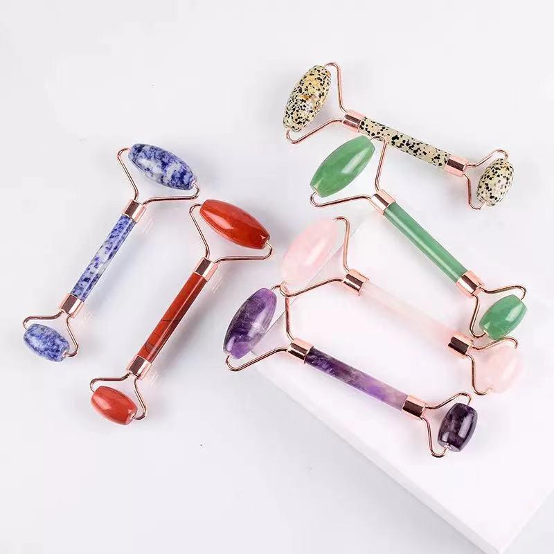 

2021 Facial Jade Roller Face Care Massager Natural Rose Quartz Amethyst Roller Massage Eye Neck Body Anti Wrinkle Cellulite Skin Care Tool