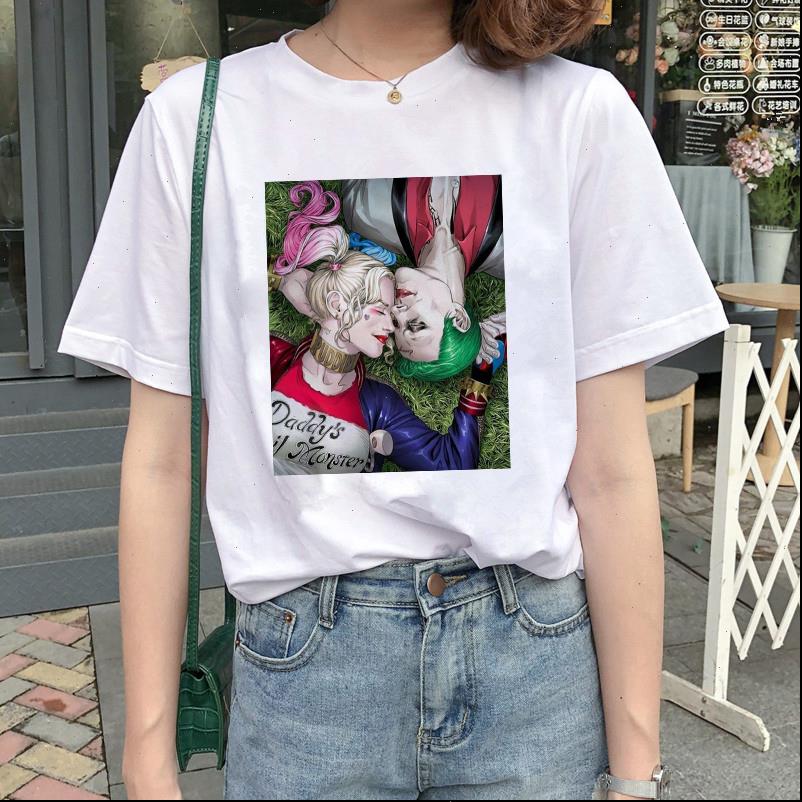 

harajuku cartoon joker print funny women short sleeve summer fanshion tee, White