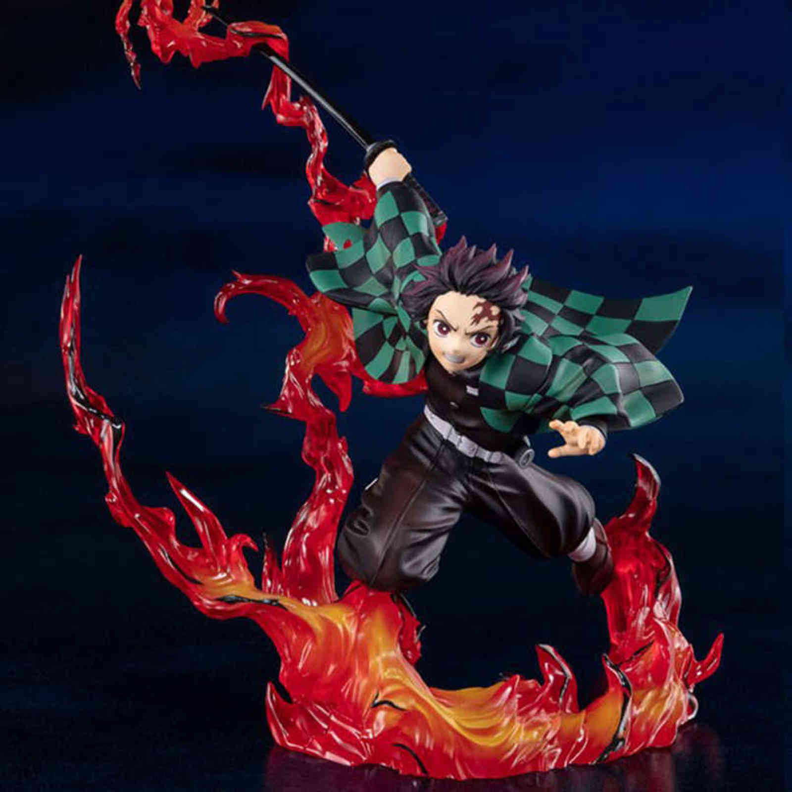 

23cm Anime Demon Slayer Figure Demon Slayer flame Kamado Tanjirou PVC Action Figure Collectible Model Toys Kid Gift H1108, No box