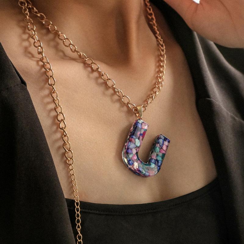 

Pendant Necklaces Women's Fashion Necklace 26 Capital Letter A-Z Acrylic Lightweight Gold Color Suitable, Silver