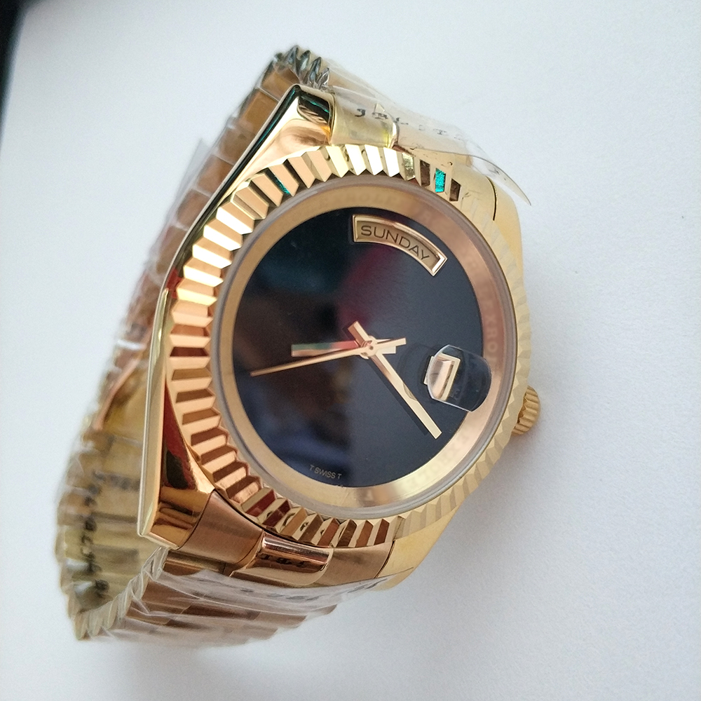 

Date watch for men 3A quality 2813 automatic movement mens watches gold black stainless steel wristwatch 50m swim waterproof auto day sapphire glass montre de luxe