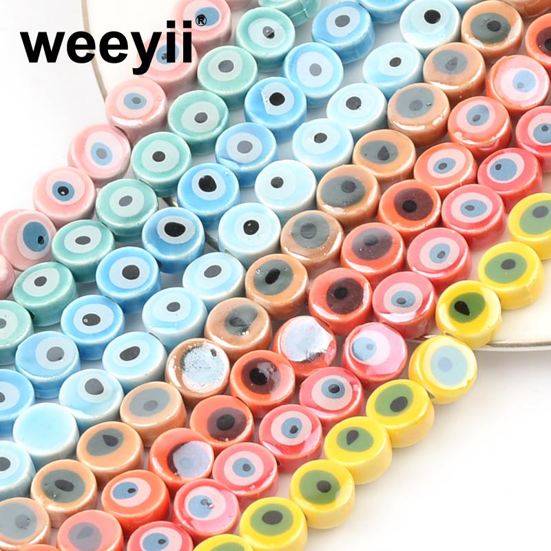 

Other 8.5mm Mixcolor Evil Eye Ceramic Beads For Jewelry Making Diy Bracelet Round Spacer Porcelain Loose Accessories