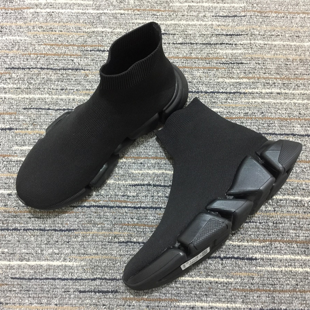 

2021 Top Quality Shoes Black grey Speed Trainer Casual Shoses Man Women Socks Boots With Box Srtech Knit Race Runner Sneakers Height Increasing 35-45, Green