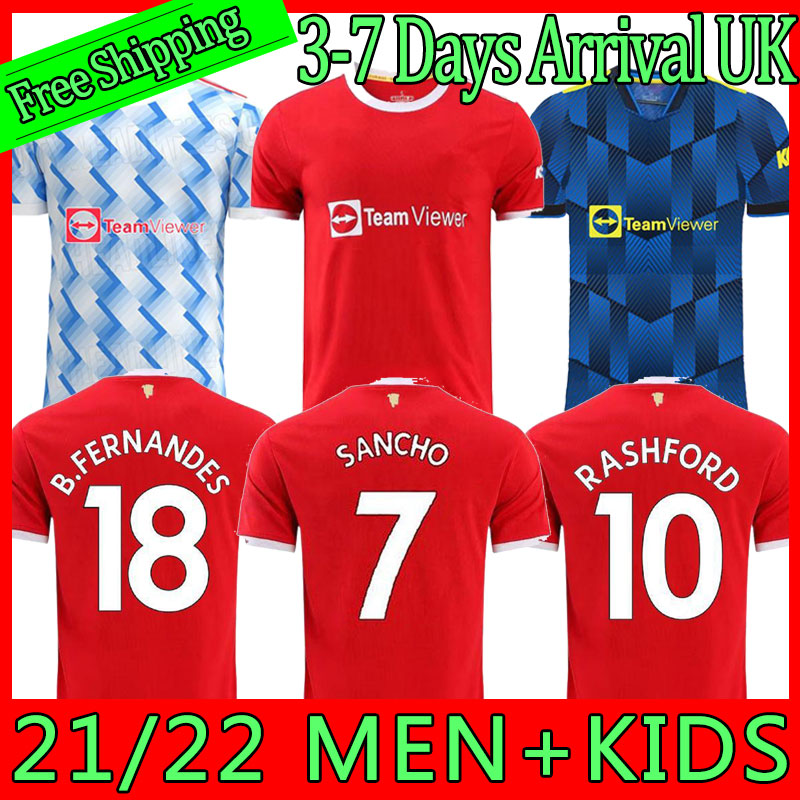 

New 2021 2022 POGBA MANCHESTER Soccer Jersey FERNANDES CAVANI UTD RASHFORD Kids Man kit Football Shirt 21 22 equipment UNITED uniform, Third+patch