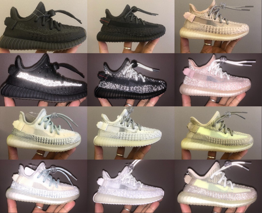 

Kids Designer Sneakers Kanye West Running Shoes For Boys Girls Toddlers Reflective Active Breathable Trainers Eur 22-35, Black