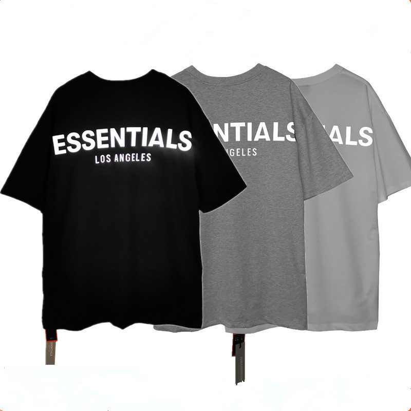 

Mens Tshirt Essentials Reflective Short Sleeve Round Neck Fashion Solid Tshirt with 3 Colors Asian Size S-XL, White;black