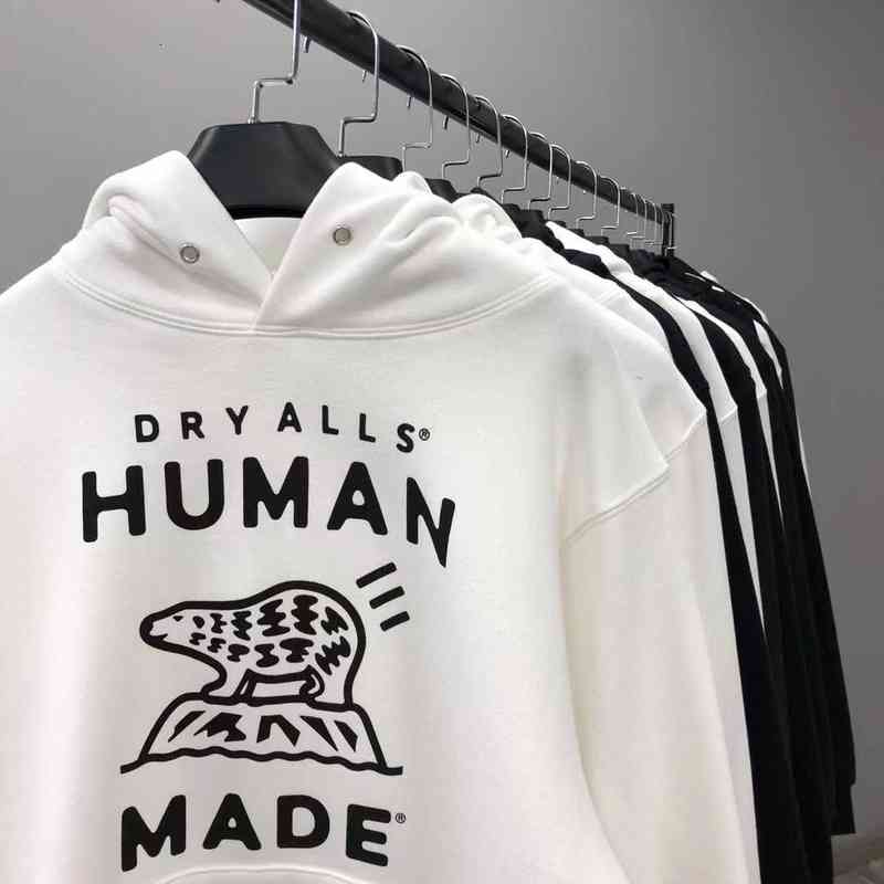 

Human Made Letter Polar Bear Print Hooded Plush Sweater 20aw Autumn and Winter Couple's, White