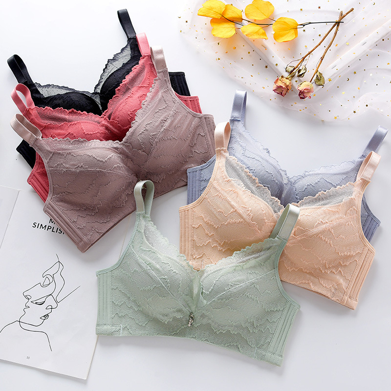 

bras sets embroidered lace traceless bra set gathers lingerie 43, Red;black