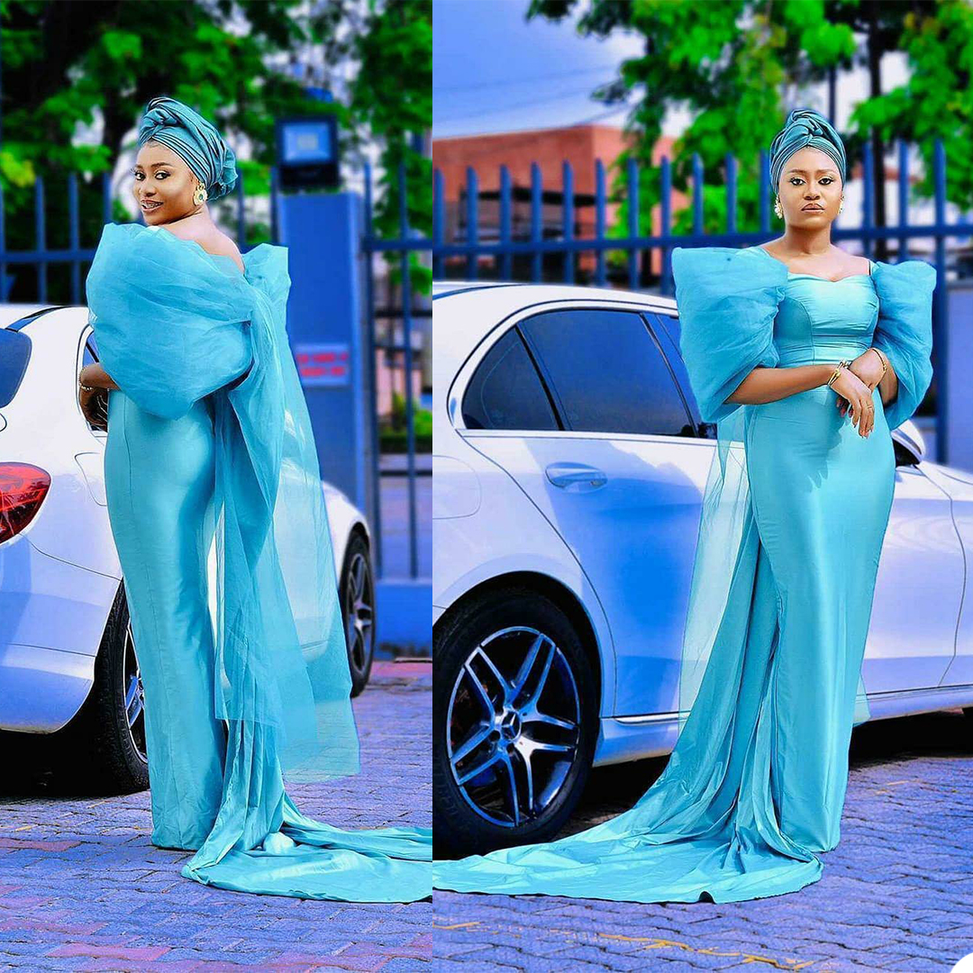 

Arabic Blue Prom Dress Elegant Plus Size Off Shoulder Long Sleeve Mermaid Evening Gowns Sweep Train Special Occasion Dresses, Water melon