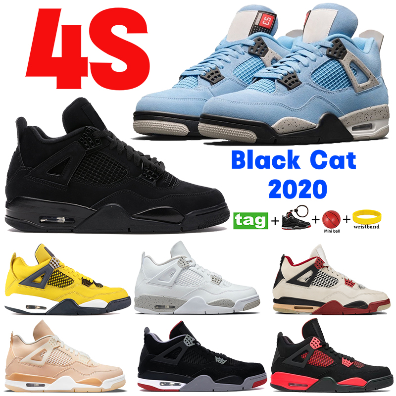 

4 4s Basketball Shoes University Blue Black Cat White Oreo Tour Yellow Men Sneakers Bred Fire red Shimmer Pure Money Metallic Purple Red Thunder Women Trainers, #40- bubble wrap packaging