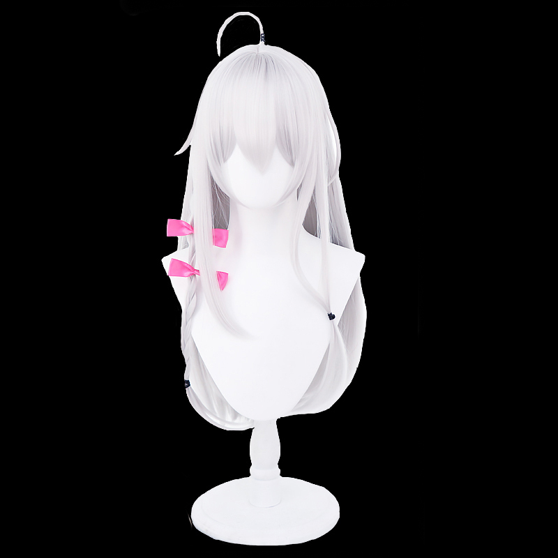 

The Journary of Elaina Silver White Long Straight Heat Resistant Synthetic Hair Halloween Party Cosplay Wig, Mix color