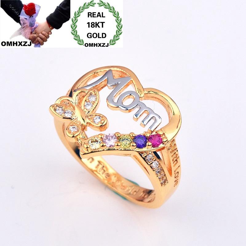 

Cluster Rings OMHXZJ Wholesale European Fashion Woman Girl Party Birthday Wedding Gift Heart Butterfly MOM Zircon 18KT Gold Ring RR927