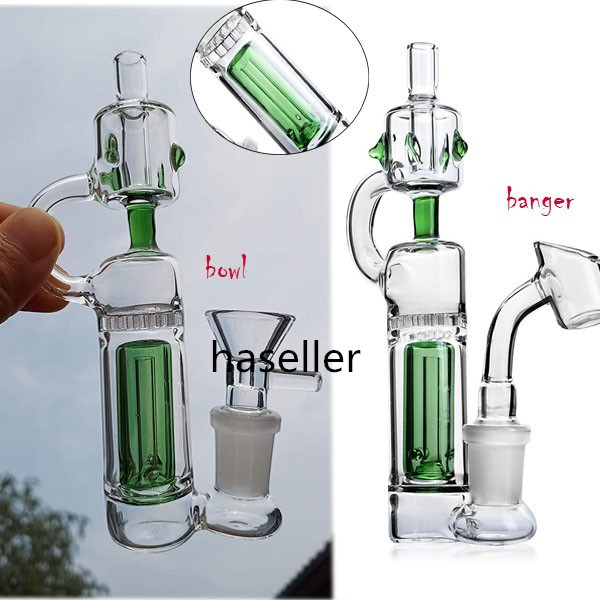 

5.9 inchs Comb Perc Percolator Water Bongs Hookahs Thick Glass Smoke Pipe Bubbler Green Small Glasses Bong With 14mm Bowl