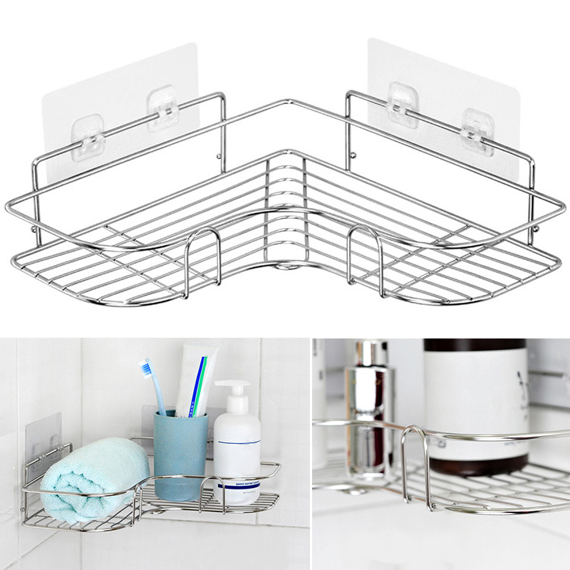 

Bathroom Corner Shower Rack Stainess Stee Trianguar Shampoo Soap Storage Sheves STSF666