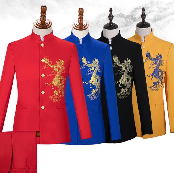 

Men' Suits & Blazers Stand Collar Clothes Men Chinese Tunic Suit Masculino Homme Terno Stage Singers Jacket Blazer Dance Star Style Dress P